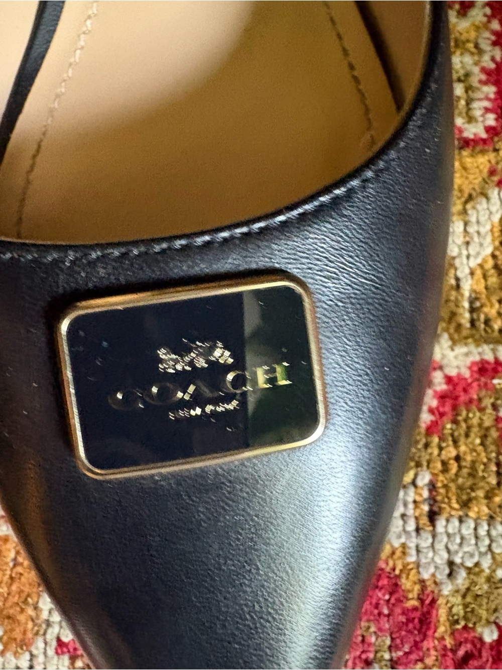 Coach Black Leather Slingback Kitten Heels Pointed Toe Pumps Size 8.5 - Picture 3 of 5